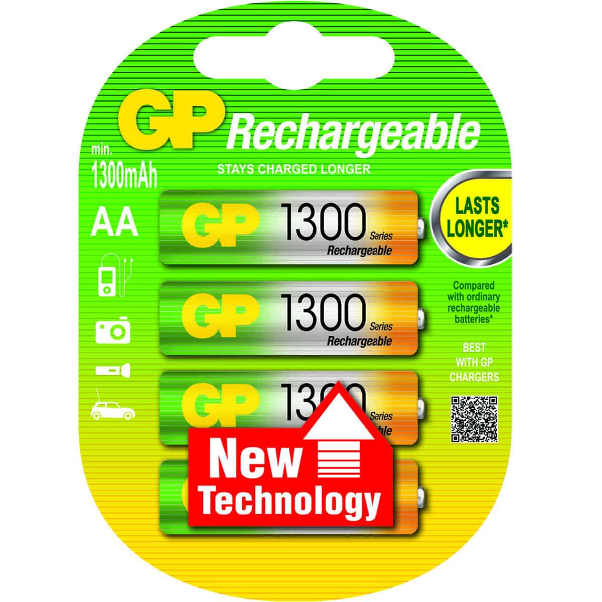 GP oplaadbare AA Mignon penlite, blister 4 130AAHC - Afbeelding 1