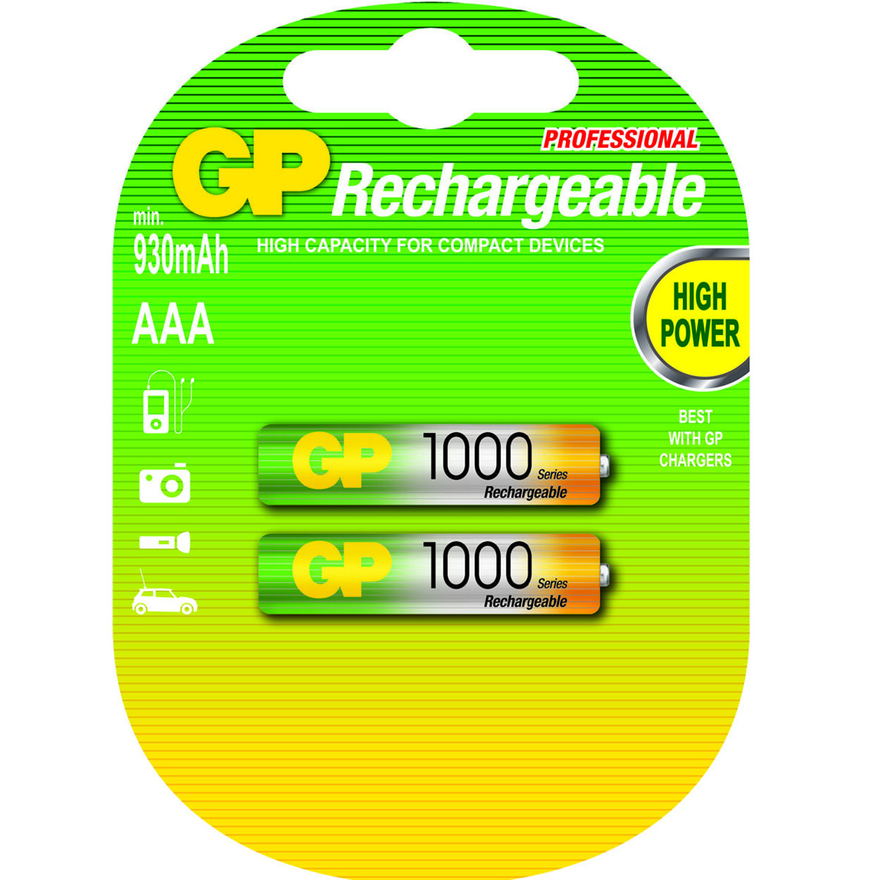 GP NiMH oplaadbare AAA Micro  penlite, blister/2 950AAAHC - Afbeelding 1