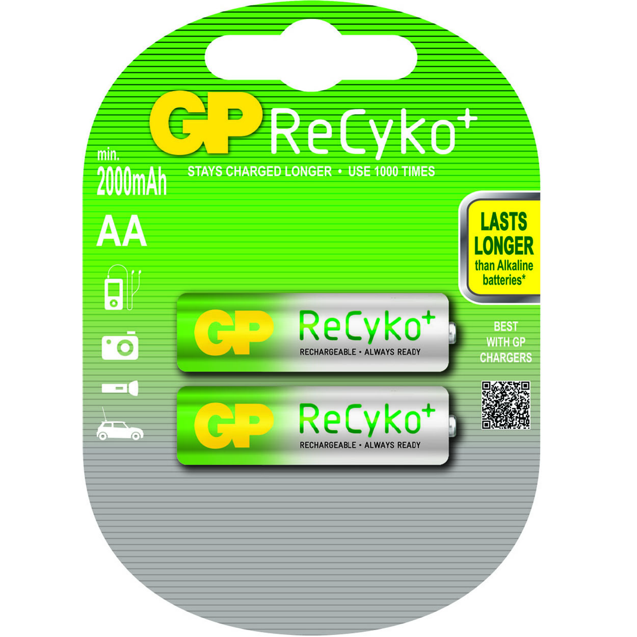 GP ReCyko+ oplaadbare AA Mignon penlite, blister 2 210AAHCB - Afbeelding 1