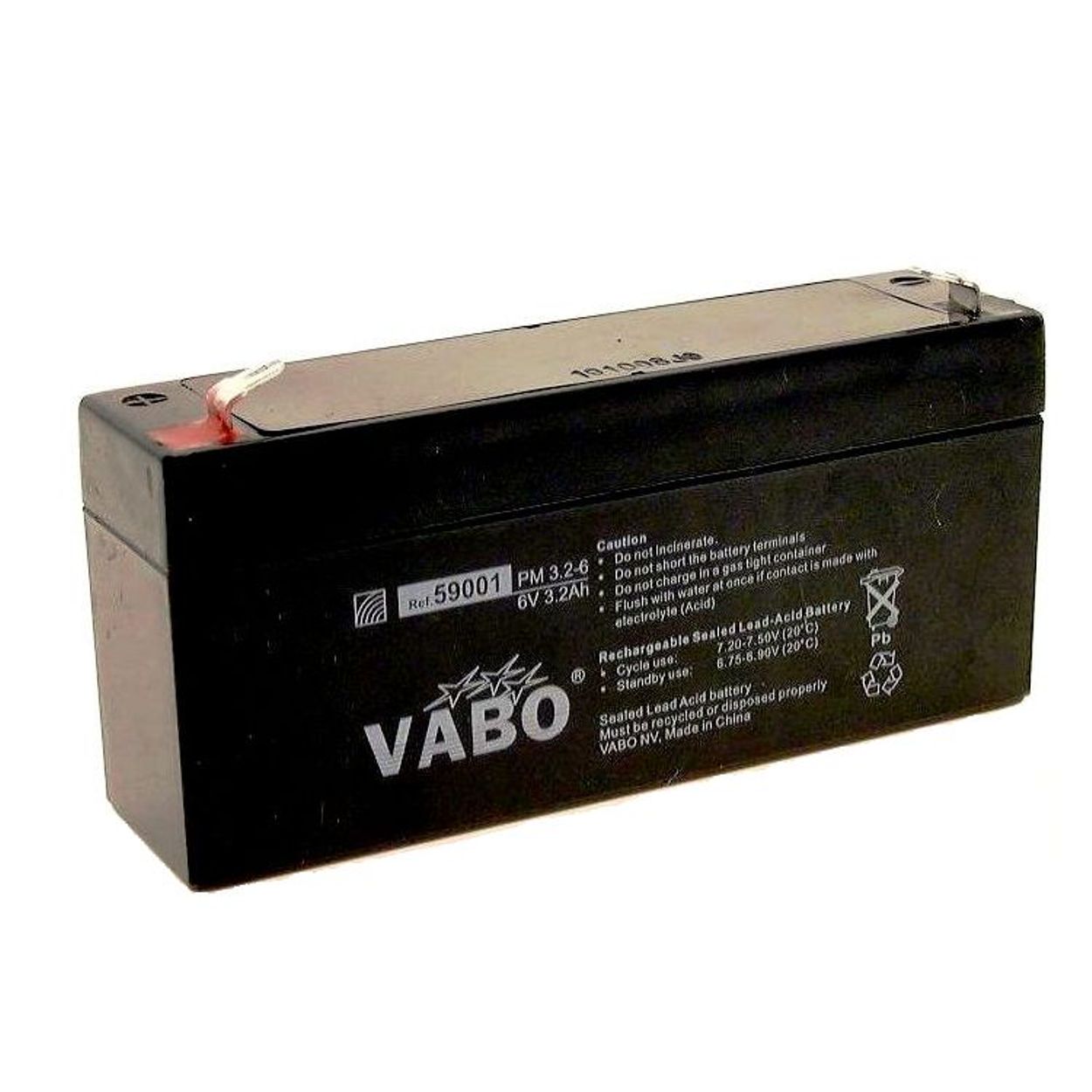 Loodaccu 6 Volt  3,2 Ah 123x30x58 - Afbeelding 1