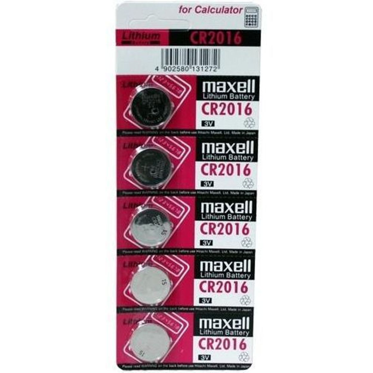 CR2016 Maxell strip/5 knoopcel lithium 3V - Afbeelding 1
